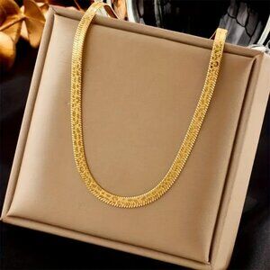 14K 3mm 18" Long Herringbone Chain Necklace